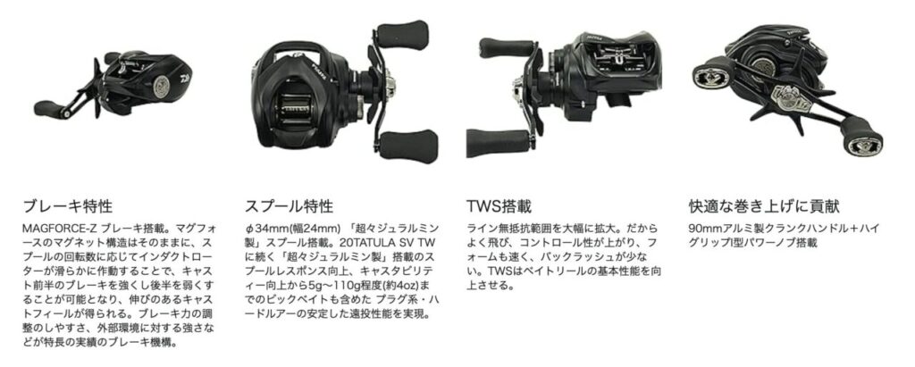 ダイワ(DAIWA) ベイトリール 24TATULA TW 100 各種 (2024年モデル)